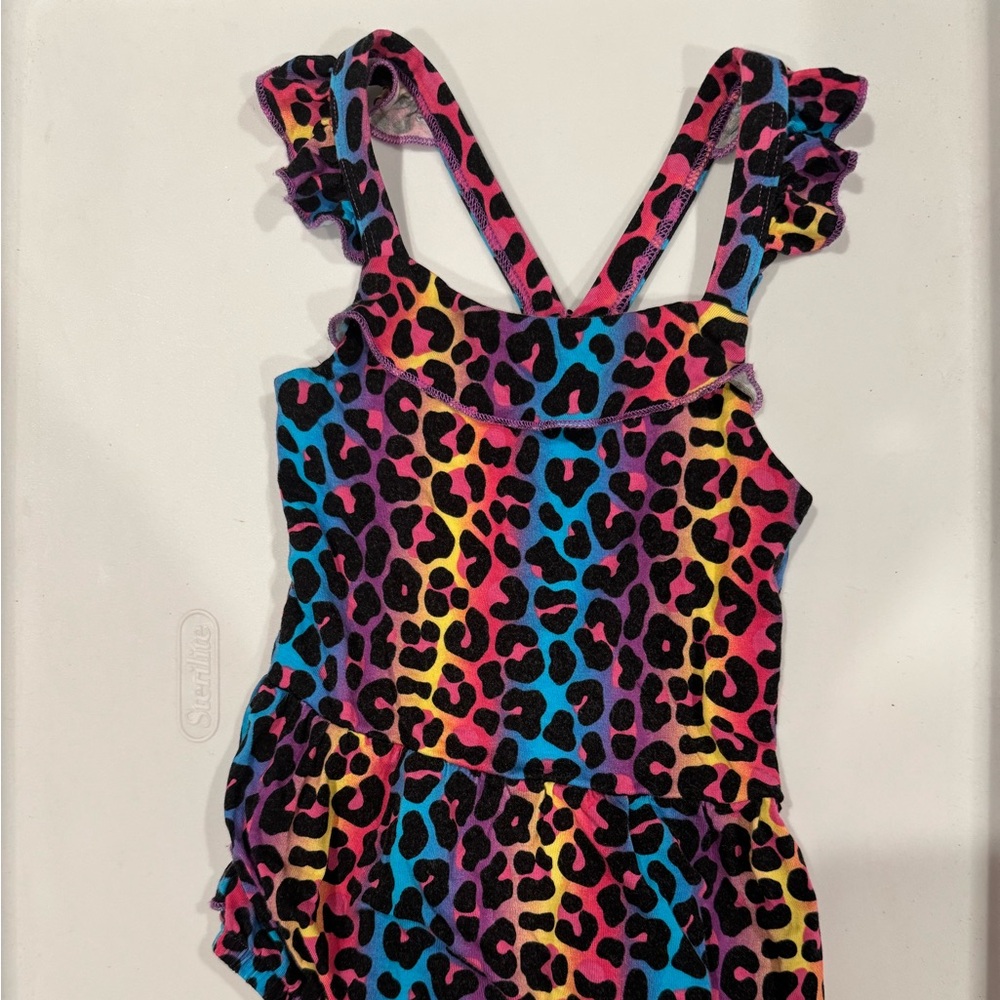 Vibrant Multicolor Leopard Print Kids Romper